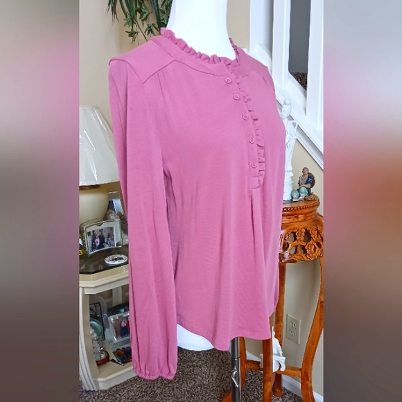 Daily Thread Ruffle Collar Top Sz M NWOT Pink - Picture 6 of 12
